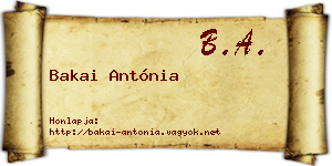 Bakai Antónia névjegykártya